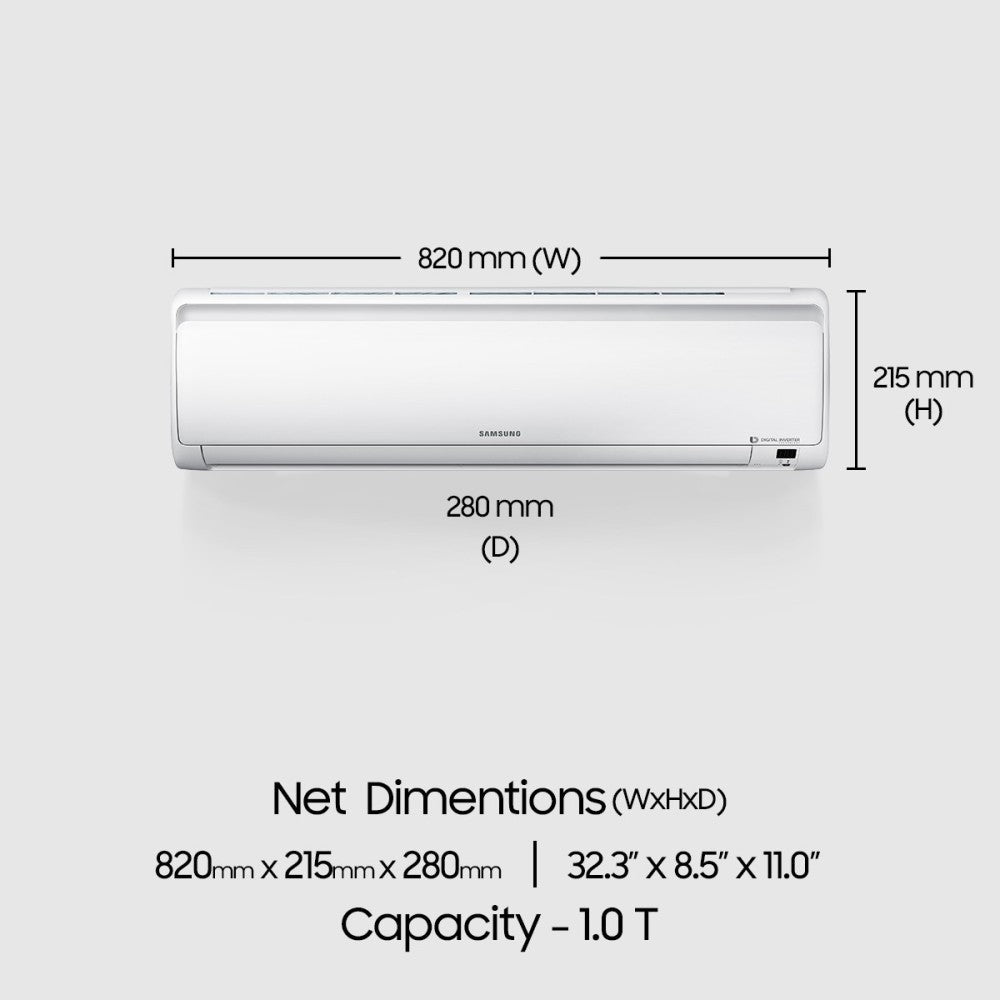 SAMSUNG 1 Ton 5 Star Split Inverter AC  - White - AR12NV5PAWK, Aluminium Condenser