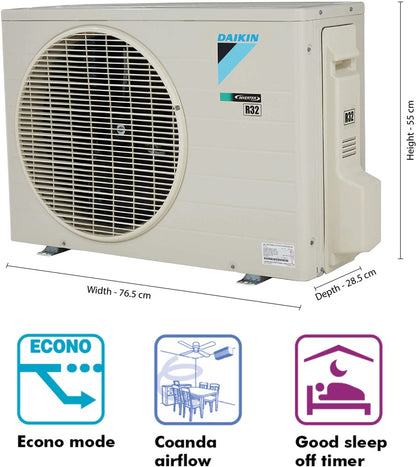 Daikin 1.5 Ton 3 Star Split Inverter AC  - White - (ATKL50TV16U/V)/(RKL50TV16U/V), Copper Condenser