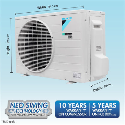 Daikin 1.8 Ton 3 Star Split Inverter with AG Ion Filter AC  - White - ATKL60TV16U/RKL60TV16U/C, Copper Condenser