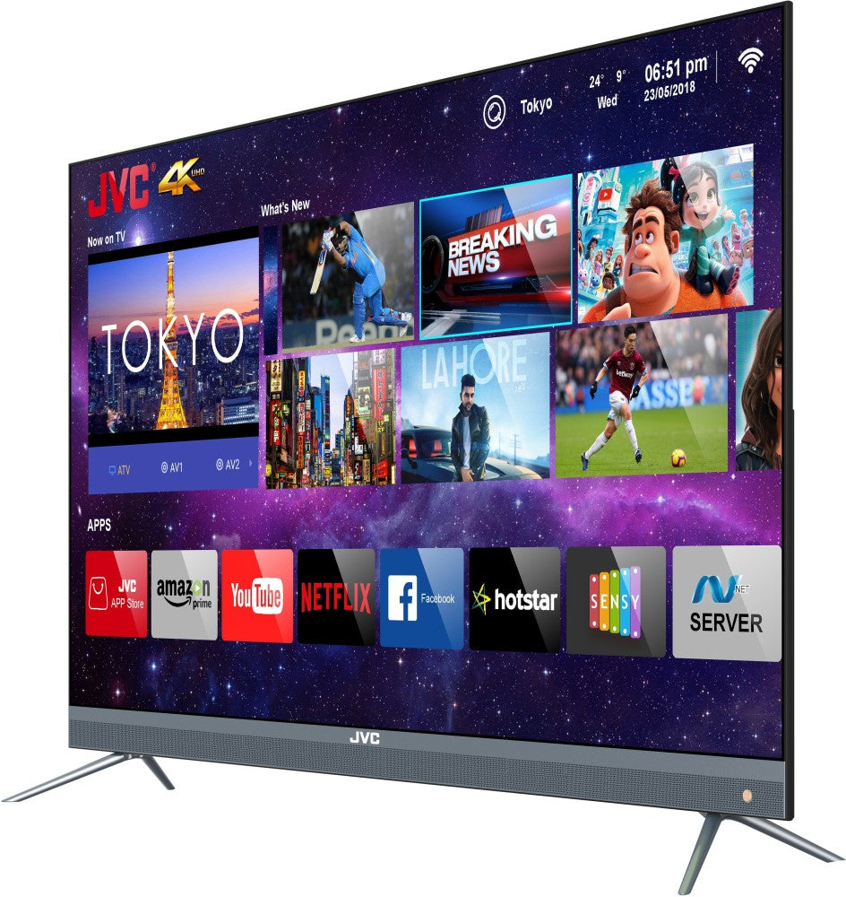 JVC 140 cm (55 inch) Ultra HD (4K) LED Smart Android Based TV with Quantum Backlit Technology - LT-55N7105C GRY