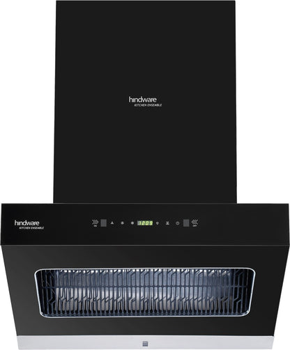 Hindware Octavia 60 Auto Clean Wall Mounted Chimney - Black and Inox 1350 CMH