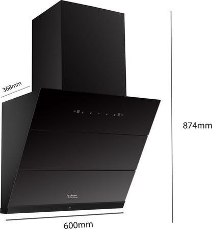 Hindware Greta Autoclean 60 Auto Clean with Powerful Suction Capacity,Motion Sensor Wall Mounted Chimney - Black 1350 CMH