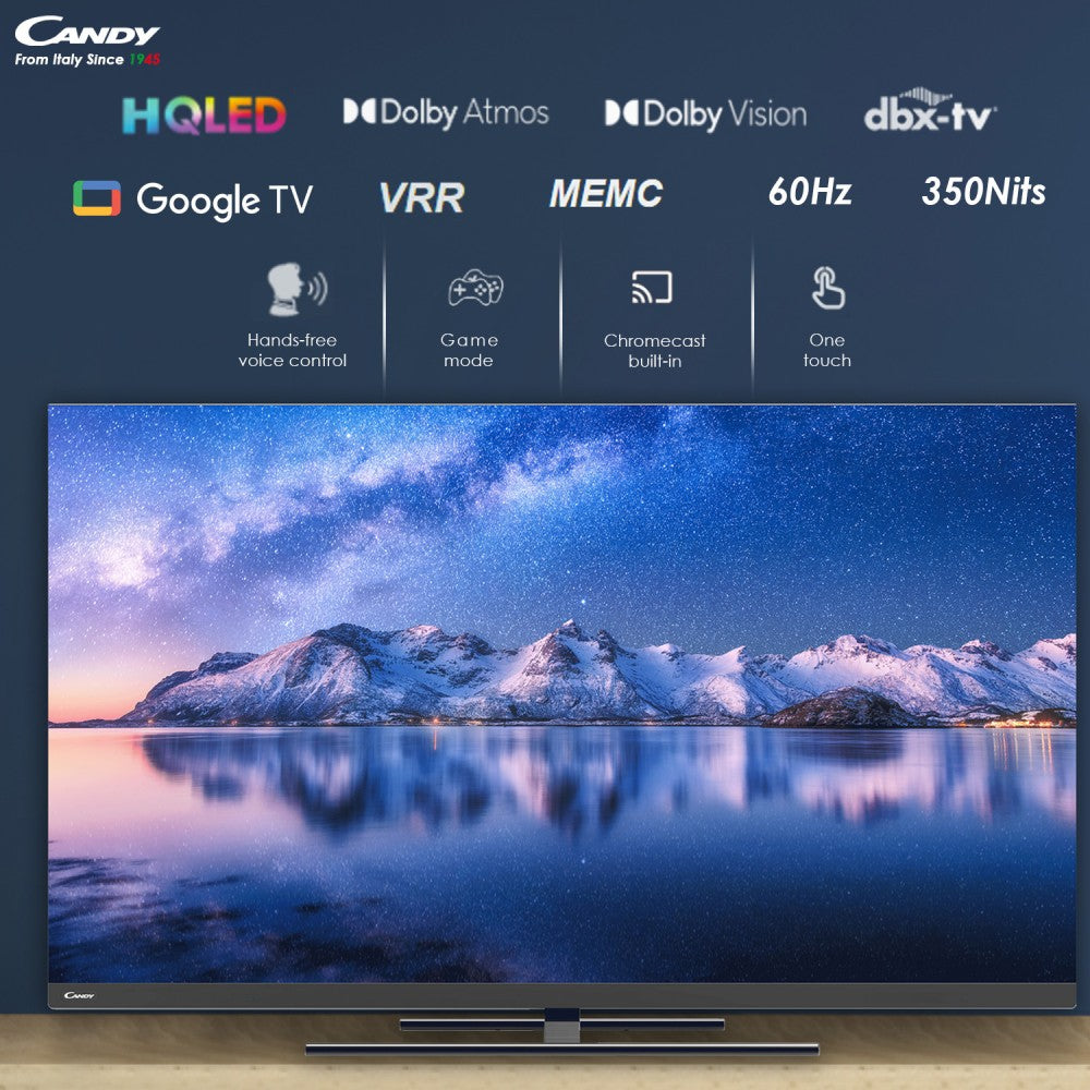 CANDY 127 cm (50 inch) QLED Ultra HD (4K) Smart Google TV With Dolby Atmos & Dolby Vision - CA5060CQLED