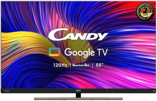 CANDY 139.7 cm (55 inch) QLED Ultra HD (4K) Smart Google TV With Dolby Atmos & Dolby Vision IQ - CA55120HzQLED