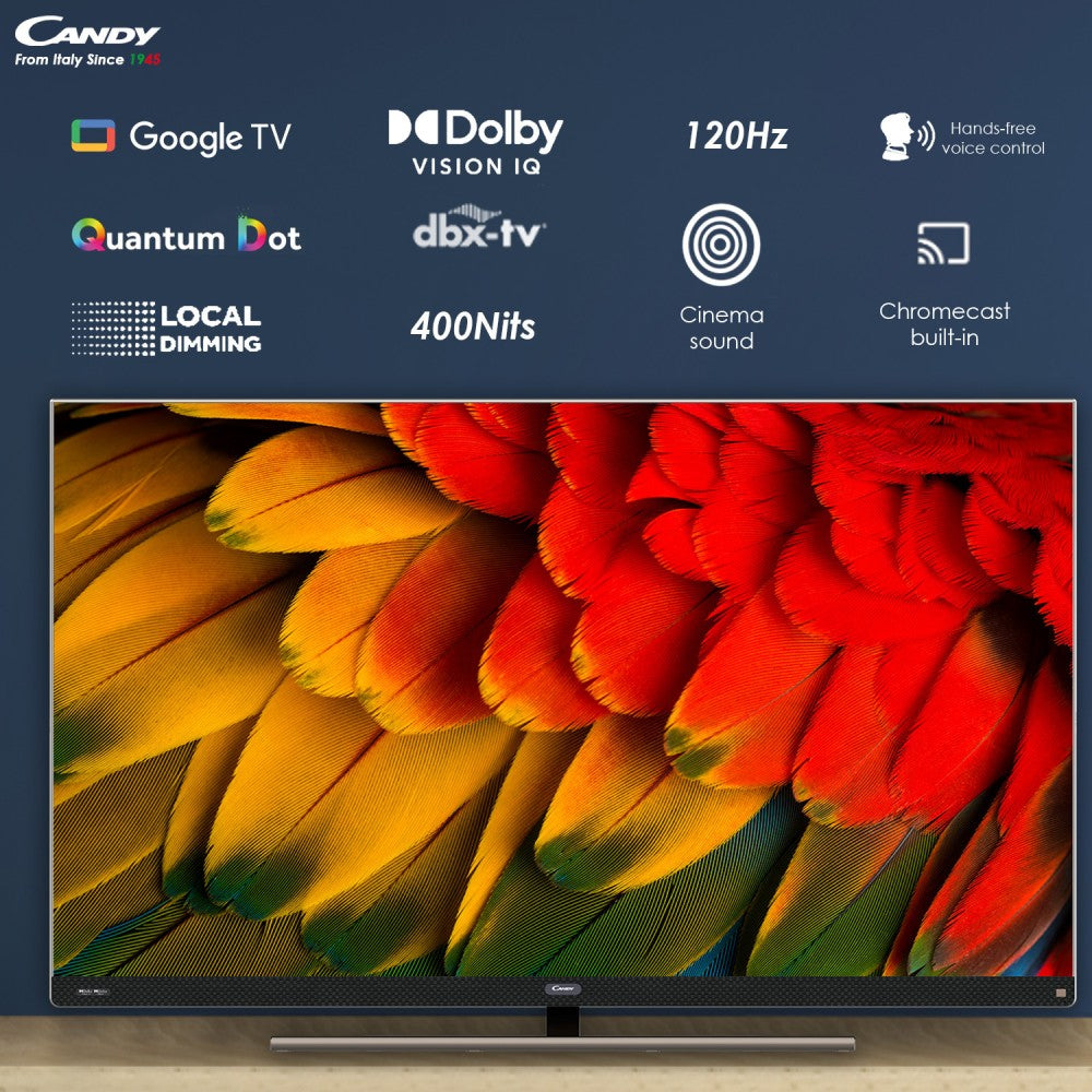 CANDY 139.7 cm (55 inch) QLED Ultra HD (4K) Smart Google TV With Dolby Atmos & Dolby Vision IQ - CA55120HzQLED
