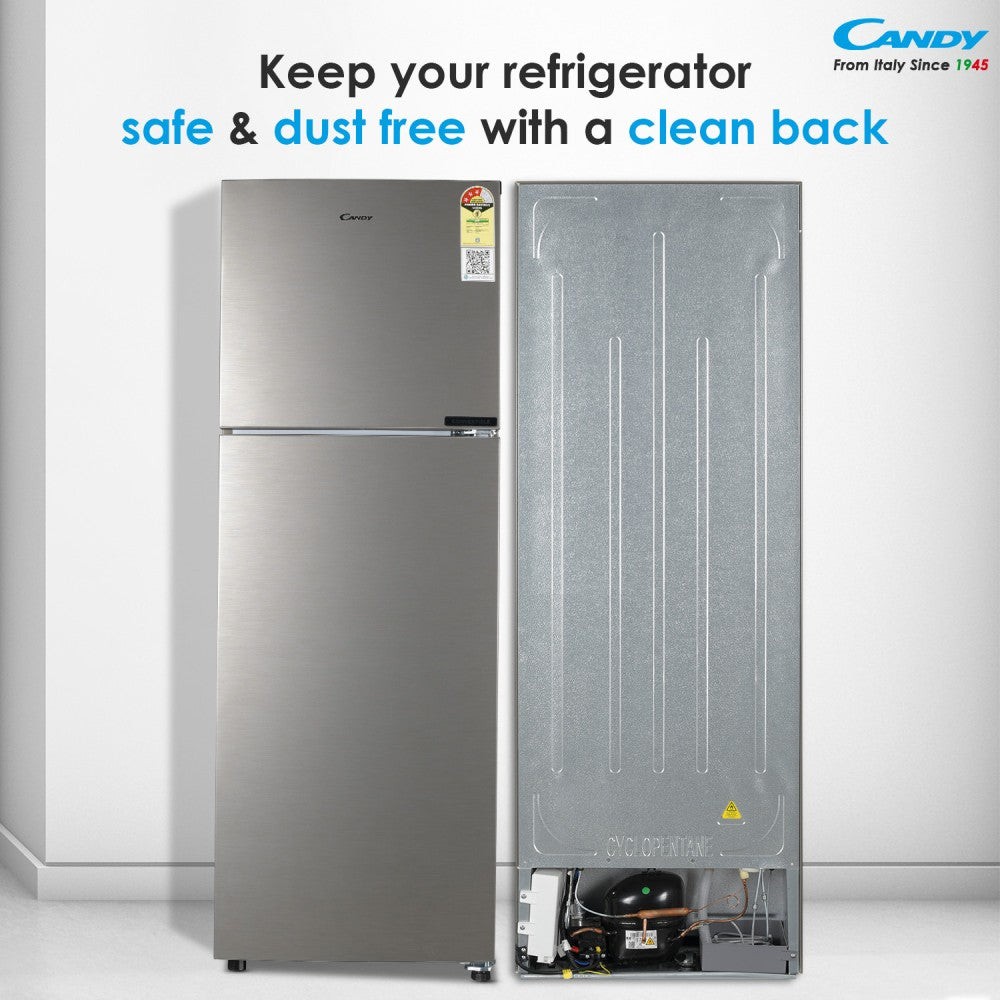 CANDY 240 L Frost Free Double Door 3 Star Refrigerator - Brushline Silver, CDD2653SS