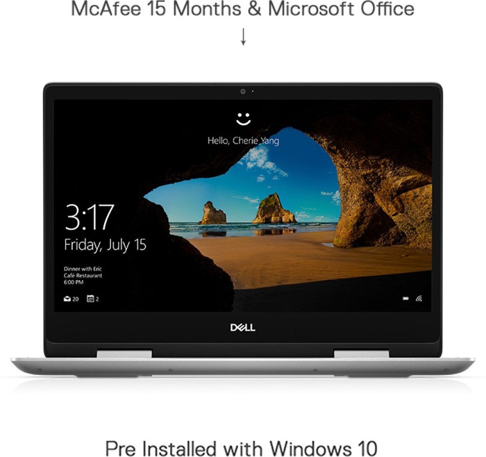 डेल इंस्पिरॉन कोर i3 10वीं पीढ़ी - (4 जीबी/256 जीबी एसएसडी/विंडोज 10 होम) 5491 2 इन 1 लैपटॉप - 14 इंच, सिल्वर, 1.67 किलोग्राम, एमएस ऑफिस के साथ