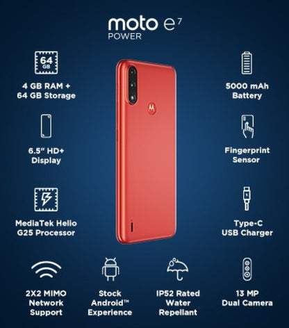 MOTOROLA E7 Power (Coral Red, 64 GB) - 4 GB RAM