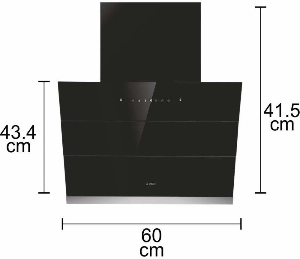 एलिका ईएफएल-एस601 एचएसी वीएमएस प्लस ऑटो क्लीन वॉल माउंटेड चिमनी - ब्लैक 1300 सीएमएच
