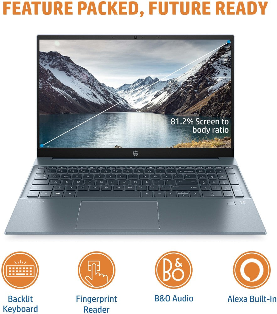 HP Pavilion Eyesafe (2023) Intel Core i5 12th Gen - (16GB/512GB SSD/Windows 11 Home) EG2035TU/ 15-EG2035TU पतला और हल्का लैपटॉप - 15.6 इंच, फॉग ब्लू, 1.75 Kg, MS Office के साथ