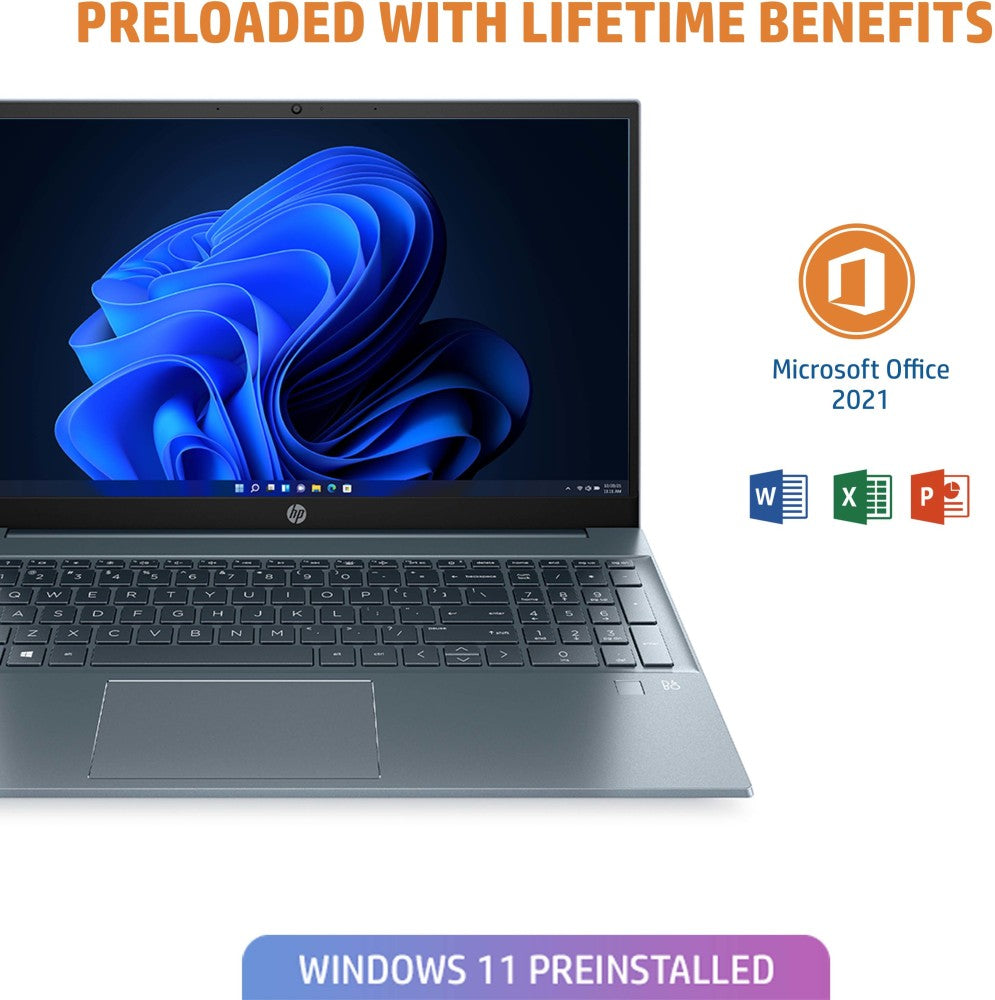 HP Pavilion Eyesafe (2023) Intel Core i5 12th Gen - (16GB/512GB SSD/Windows 11 Home) EG2035TU/ 15-EG2035TU पतला और हल्का लैपटॉप - 15.6 इंच, फॉग ब्लू, 1.75 Kg, MS Office के साथ