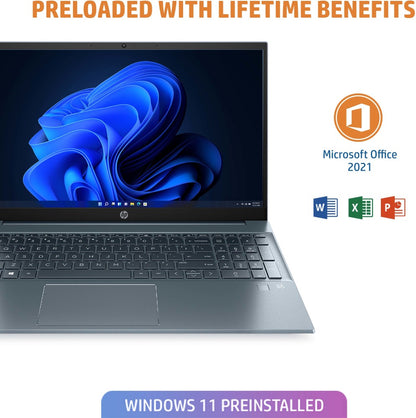 HP Pavilion Eyesafe (2023) Intel Core i5 12th Gen - (16GB/512GB SSD/Windows 11 Home) EG2035TU/ 15-EG2035TU पतला और हल्का लैपटॉप - 15.6 इंच, फॉग ब्लू, 1.75 Kg, MS Office के साथ