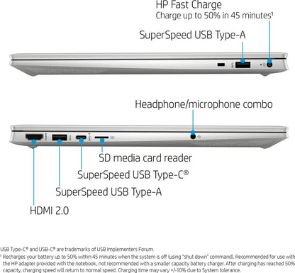 HP Pavilion (2023) Eyesafe Intel Core i7 12th Gen - (16 GB/1 TB SSD/Windows 11 Home) 15-EG2039TU पतला और हल्का लैपटॉप - 15.6 इंच, नेचुरल सिल्वर, 1.75 Kg kg, MS Office के साथ