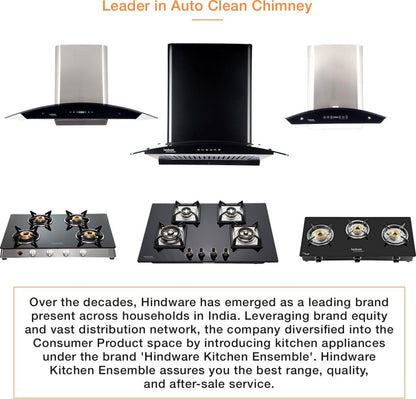 Hindware Elena 90 Auto Clean Auto Clean Wall Mounted Chimney - Black 1200 CMH