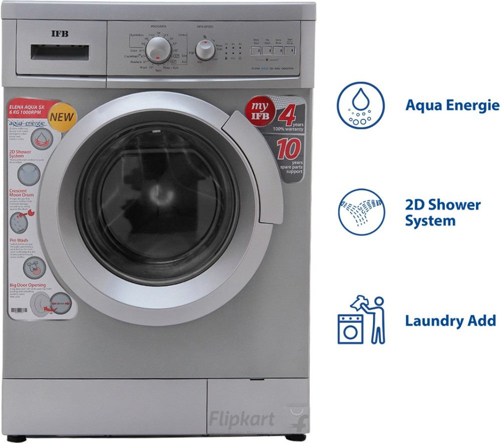 IFB 6 kg Fully Automatic Front Load Washing Machine with In-built Heater Silver - Elena Aqua SX LDT