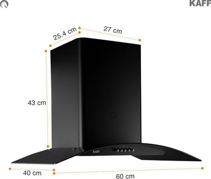 काफ ईएलएफ बीएफ डीएचसी 60/ईएलएफ डीएचसी 60 ऑटो क्लीन वॉल माउंटेड चिमनी - ब्लैक 1180 सीएमएच