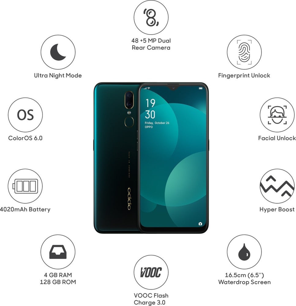 OPPO F11 (Marble Green, 128 GB) - 4 GB RAM