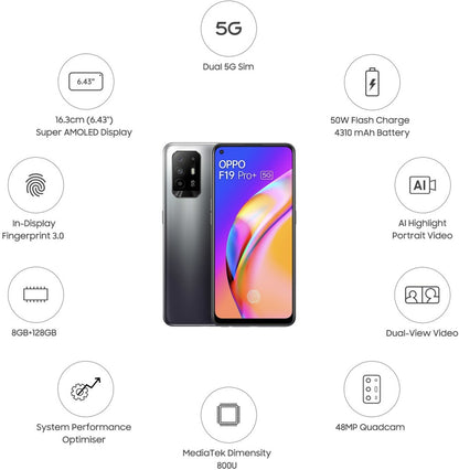 OPPO F19 Pro+ 5G (Fluid Black, 128 GB) - 8 GB RAM