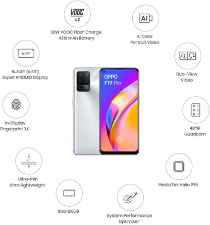 OPPO F19 Pro (Crystal Silver, 128 GB) - 8 GB RAM