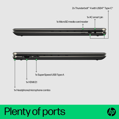 HP Spectre x360 (2023) Eyesafe Intel Evo Core i7 13th Gen - (16GB/1 TB SSD/Windows 11 Home) f2002TU लैपटॉप - 16 इंच, नाईटफॉल ब्लैक, 2.01 Kg, MS Office के साथ