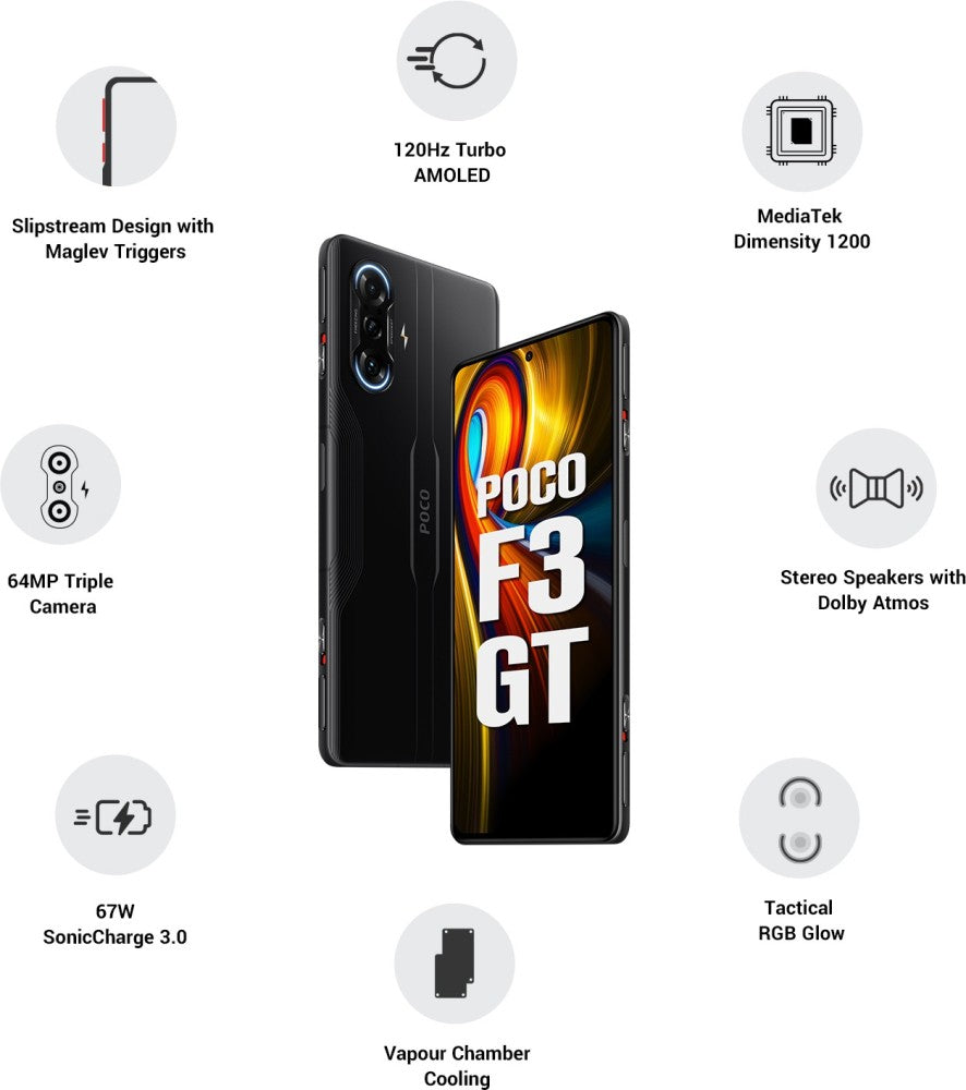 POCO F3 GT 5G (Predator Black, 128 GB) - 8 GB RAM