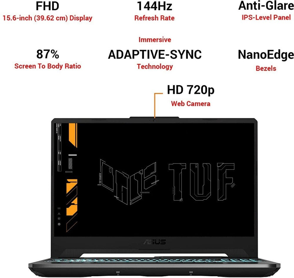 ASUS TUF गेमिंग A15 Ryzen 7 ऑक्टा कोर 4800H - (8 GB/512 GB SSD/Windows 11 Home/4 GB ग्राफ़िक्स/NVIDIA GeForce RTX 3050/144 Hz) FA506ICB-HN005W गेमिंग लैपटॉप - 15.6 इंच, ग्रेफाइट ब्लैक, 2.3 किग्रा