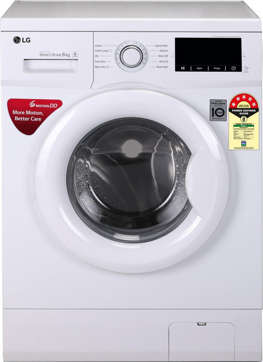 LG 6 kg 5 Star Fully Automatic Front Load Washing Machine with In-built Heater White - FHM1006ADW