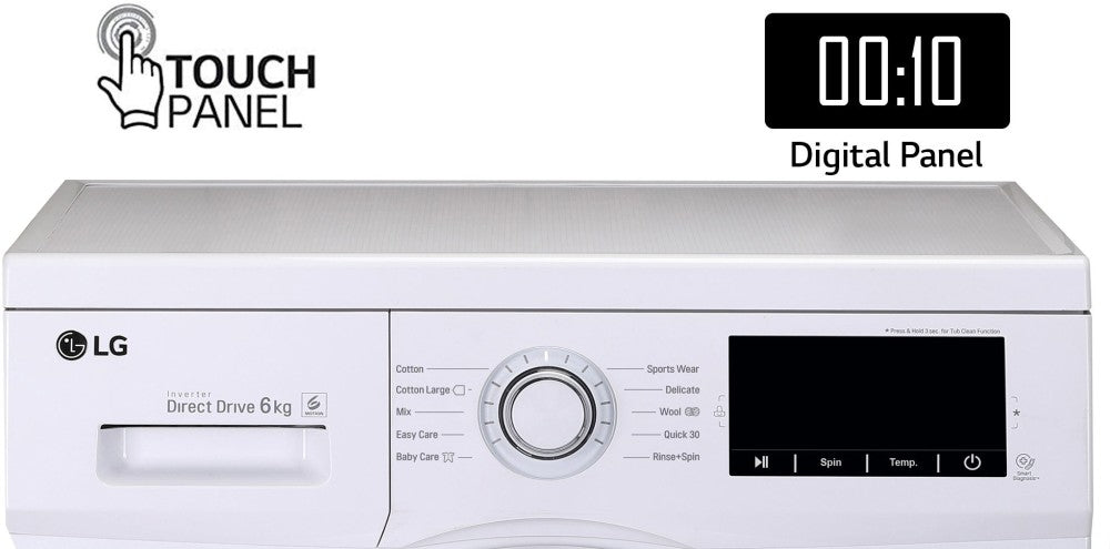 LG 6 kg 5 Star Fully Automatic Front Load Washing Machine with In-built Heater White - FHM1006ADW