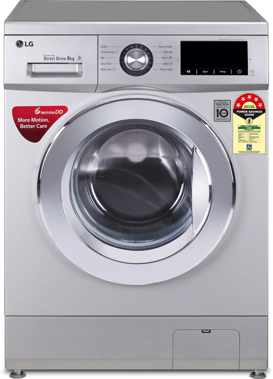 LG 8 kg 5 Star Fully Automatic Front Load Washing Machine with In-built Heater Silver - FHM1208ZDL.ALSQEIL