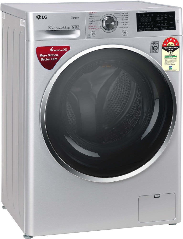 LG 6.5 kg With Steam Fully Automatic Front Load Washing Machine with In-built Heater Silver - FHT1265ZNL.ALSQEIL