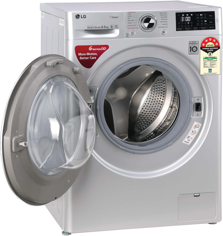 LG 6.5 kg With Steam Fully Automatic Front Load Washing Machine with In-built Heater Silver - FHT1265ZNL.ALSQEIL