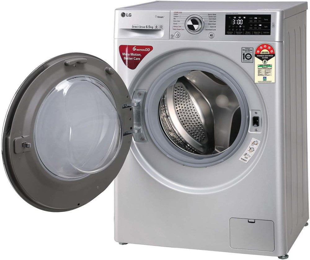 LG 6.5 kg With Steam Fully Automatic Front Load Washing Machine with In-built Heater Silver - FHT1265ZNL.ALSQEIL