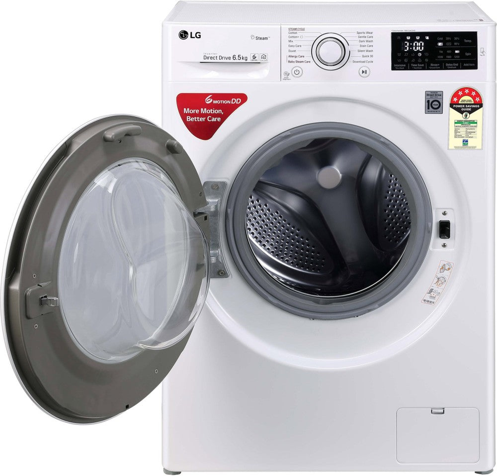 LG 6.5 kg With Steam Fully Automatic Front Load Washing Machine with In-built Heater White - FHT1265ZNW.ABWQEIL