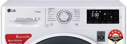 LG 6.5 kg With Steam Fully Automatic Front Load Washing Machine with In-built Heater White - FHT1265ZNW.ABWQEIL