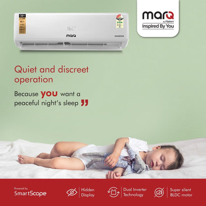 MarQ by Flipkart 0.8 Ton 3 Star Split Inverter AC  - White - FKAC083SIAEXT, Copper Condenser