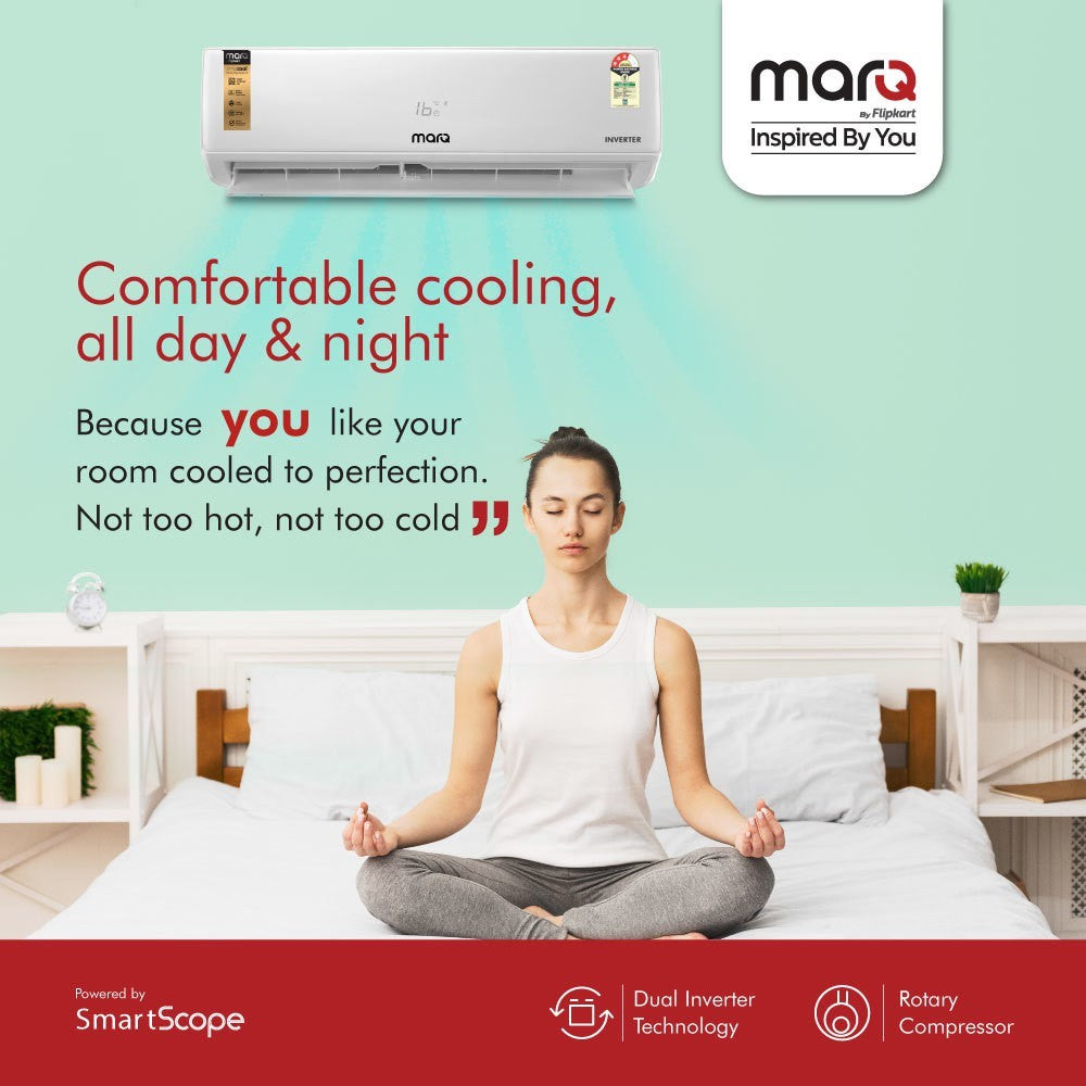 MarQ by Flipkart 0.8 Ton 3 Star Split Inverter AC  - White - FKAC083SIAEXT, Copper Condenser