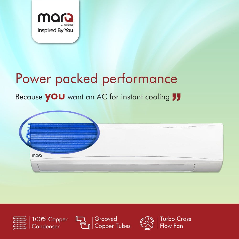 MarQ by Flipkart 1.5 Ton 3 Star Split AC  - White - FKAC153SFAA, Copper Condenser