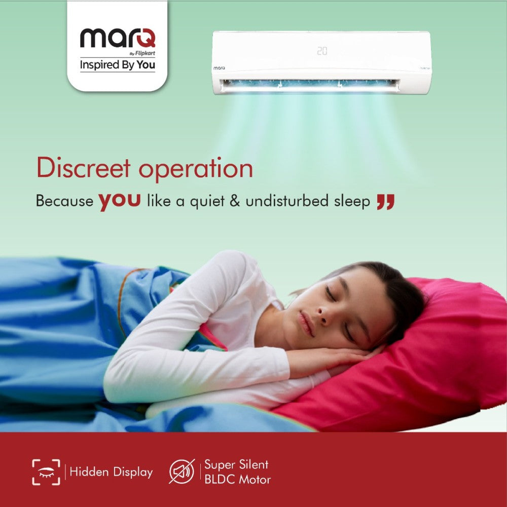 MarQ by Flipkart 1.5 Ton 3 Star Split Inverter AC  - White - FKAC153SIAA21, Copper Condenser