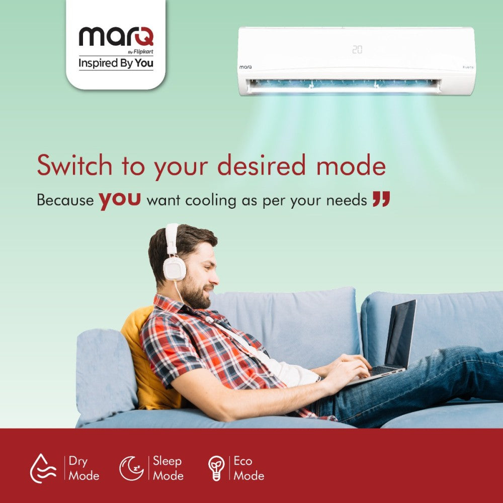 MarQ by Flipkart 1.5 Ton 3 Star Split Inverter AC  - White - FKAC153SIAA21, Copper Condenser