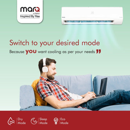 MarQ by Flipkart 1.5 Ton 3 Star Split Inverter AC  - White - FKAC153SIAA21, Copper Condenser