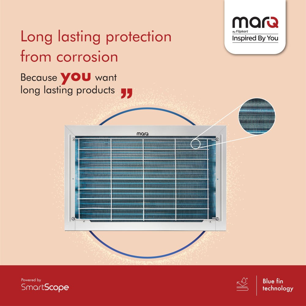 MarQ by Flipkart 1.5 Ton 3 Star Window AC  - White - FKAC153SFWACA, Copper Condenser