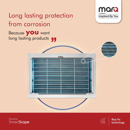 MarQ by Flipkart 1.5 Ton 3 Star Window AC  - White - FKAC153SFWACA, Copper Condenser