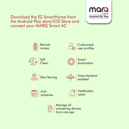 MarQ by Flipkart 1.5 Ton 5 Star Split Dual Inverter Smart AC with Wi-fi Connect  - White - FKAC155SIASMART, Copper Condenser