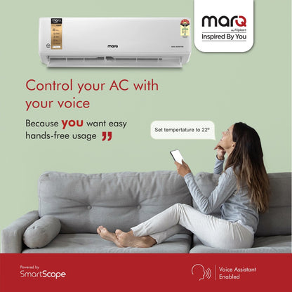 MarQ by Flipkart 1.5 Ton 5 Star Split Dual Inverter Smart AC with Wi-fi Connect  - White - FKAC155SIASMART, Copper Condenser