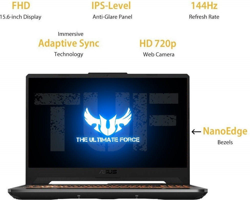 Asus TUF गेमिंग F15 Core i5 10th Gen - (8 GB/512 GB SSD/Windows 11 Home/4 GB ग्राफ़िक्स/NVIDIA GeForce GTX 1650/144 Hz) FX506LHB-HN355WS गेमिंग लैपटॉप - 15.6 इंच, काला, 2.3 kg, MS Office के साथ