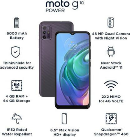 MOTOROLA G10 Power (Aurora Grey, 64 GB) - 4 GB RAM