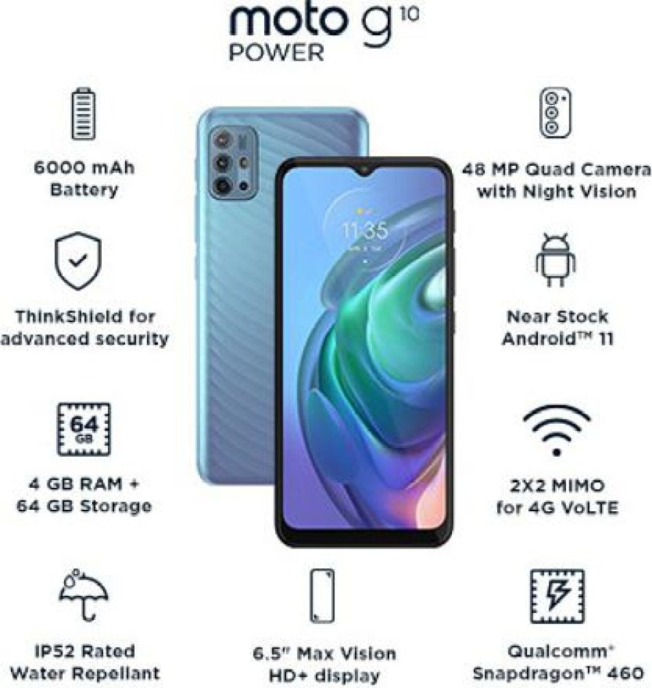 MOTOROLA G10 Power (Breeze Blue, 64 GB) - 4 GB RAM