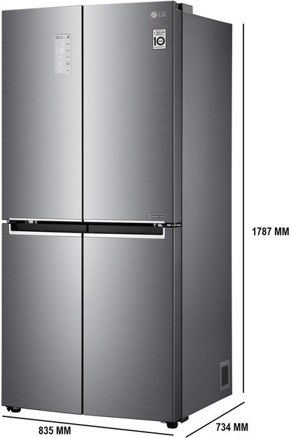 LG 594 L Frost Free Side by Side Refrigerator  with Four Door - Platinum silver 3, GC-B22FTLPL