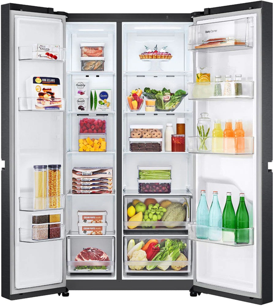 LG 688 L Frost Free Side by Side 5 Star Refrigerator - Matt Black, GC-B257KQBV