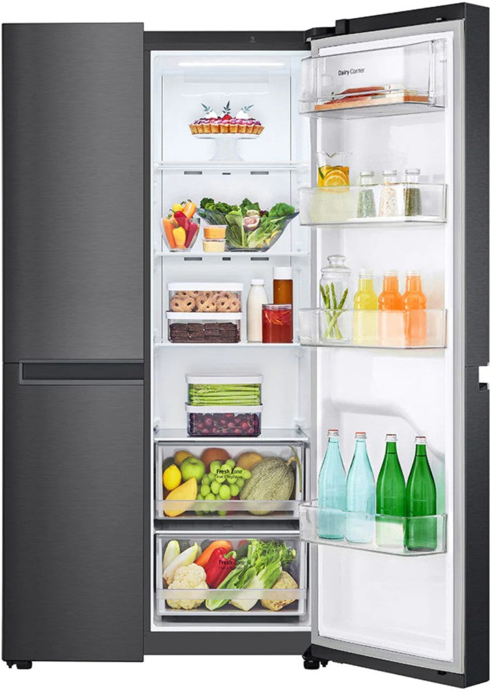 LG 688 L Frost Free Side by Side 5 Star Refrigerator - Matt Black, GC-B257KQBV